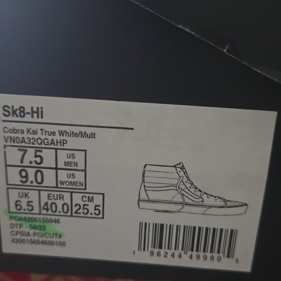 Vans Cobra Kai Miyagi Do Women Size 9 Sk8 Hi White Reseda Okinawa 032026 - Picture 7 of 7